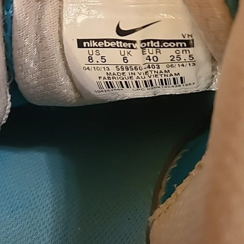 Nike Women's Dual Fusion Lite Platinum Turquoise Sneakers 599560-403 Size 8.5